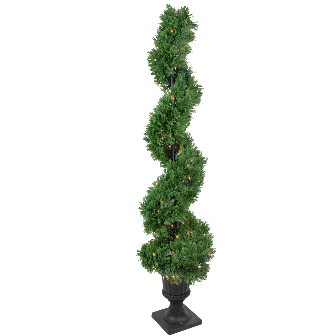 Northlight Real Touch&#x2122; Artificial Pre-Lit Cedar Spiral Topiary Tree, Clear Lights - 4.5&#x22;